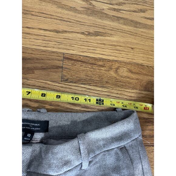 Banana Rep. Women Straight Wool-Blend Herringbone Trouser Puddle Pant 10 Preppy - Picture 7 of 8